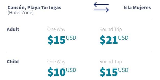 Fares ferry ultramar cancun to isla mujeres