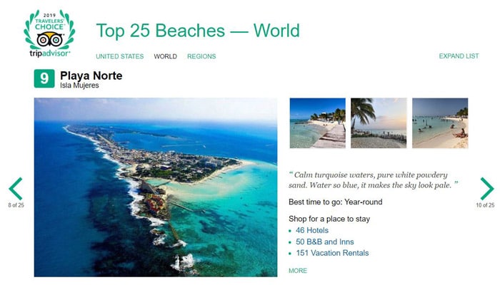 Playa Norte Beach Travelers choice awards